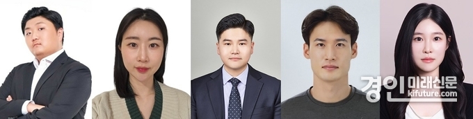 제7회 청년상(왼쪽부터 김영진 ㈜린온컴퍼니 대표_윤소연 퍼클 대표_장대연 한경국립대 조교수_조규원 안양시청 직장운동부 육상코치_우수지 비엔에스컴퍼니 대표) 수상자. <사진=안양시>