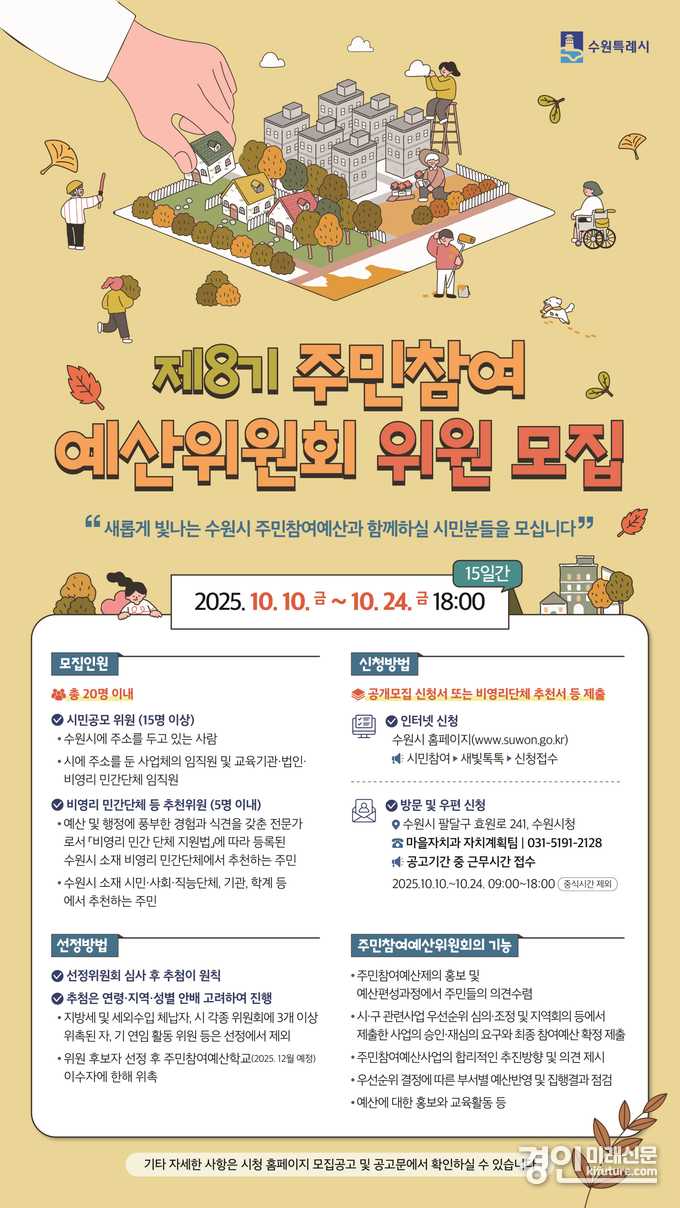 ‘제8기 주민참여 예산위원회 위원 모집’ 안내문. <사진=수원시>