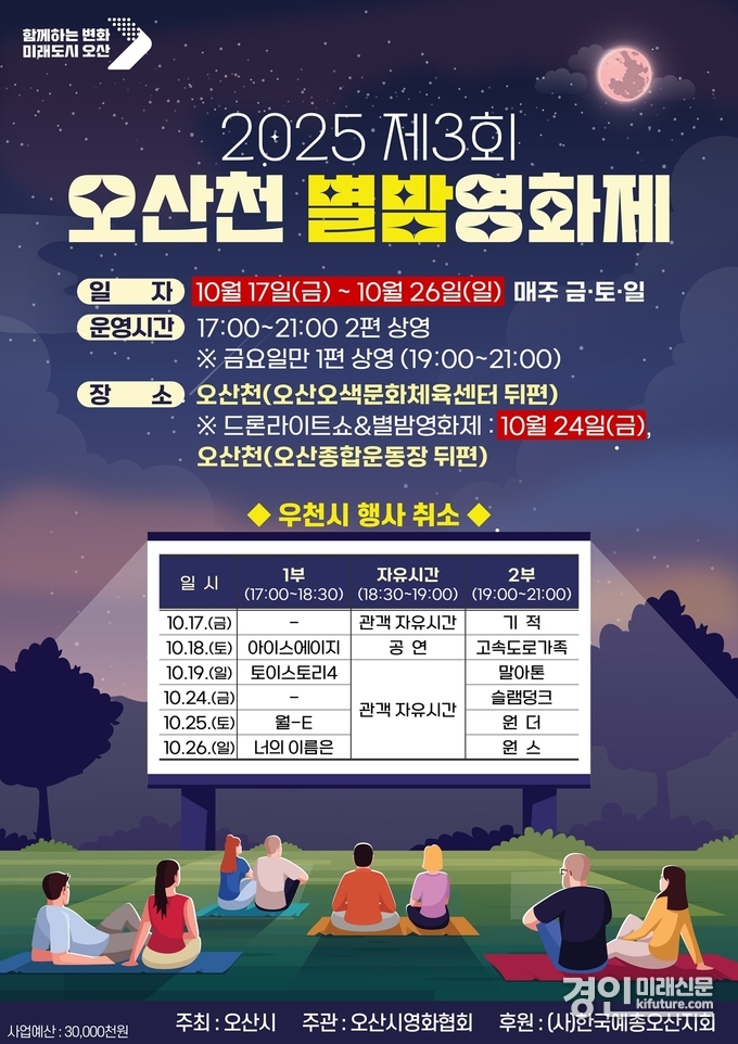 오산시 '2025 제3회 오산천 별밤영화제' 홍보물. <사진=오산시>