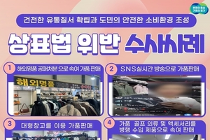 경기도 특사경, SNS 라이브방송 등 정품가격 72억 상당 짝퉁 판매 9명 입건
