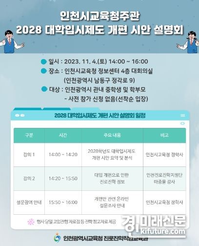 2028학년도 대학입시제도 개편 시안 설명회 안내문. <사진=인천광역시교육청>