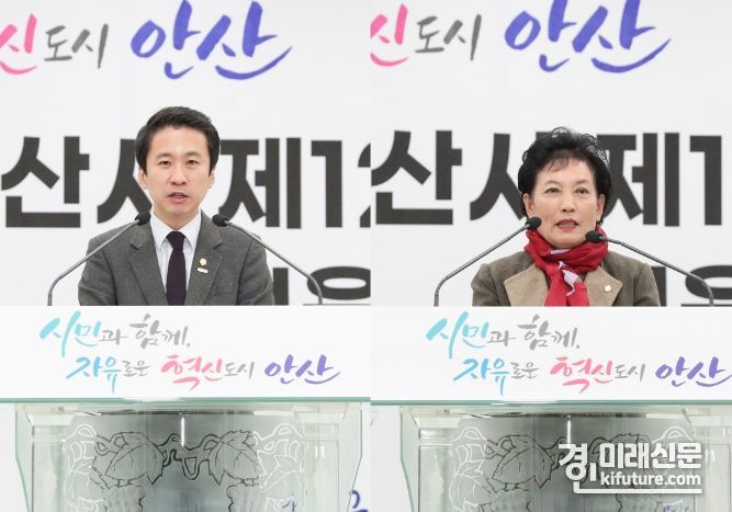안산시의회 송바우나 의장(사진 왼쪽)과 이진분 부의장이 지난 22일 신안산대학교에서 개최된 ‘안산시 제12기 소상공인 상인대학 졸업식’에 참석하고 있다. <사진=안산시의회>