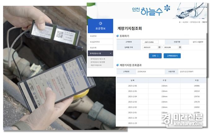 인천시 원격 수도 검침 단말기 및 검침 값 공개 서비스 화면. <사진=인천시>
