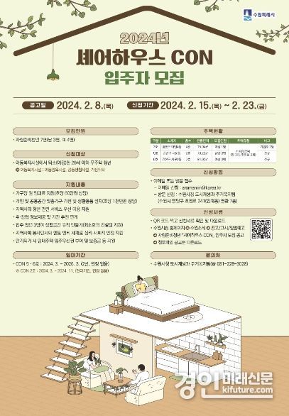 자립준비청년 셰어하우스 CON 입주청년 모집 안내문. <사진=수원시>