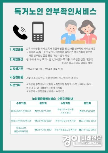 화성시, '독거노인 안부확인 서비스' 안내문. <사진=화성시> 