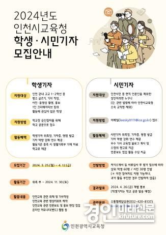 인천광역시교육청, 2024 학생‧시민기자단 모집 안내문. <사진=인천시교육청>
