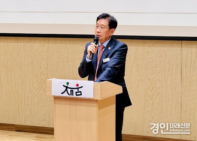 전진선 양평군수가 제3차 지역균형발전사업 발굴보고회에서 인사말을 하고 있다 .<사진=양평군>