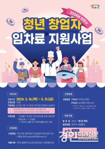 청년 사업자 임차료 지원사업 안내문. <사진=이천시>
